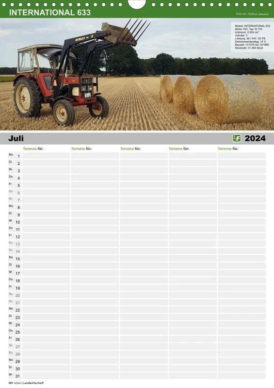 Familienkalender 2024 / 5 Spalten