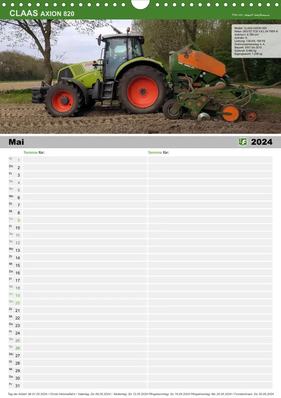 Familienkalender 2024 / 2 Spalten