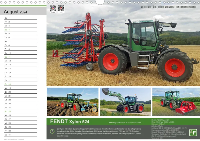 Landtechnik-Kalender 2024 / DIN-A3, Quer mit Terminfeld