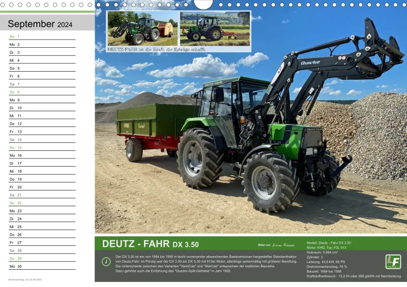 Landtechnik-Kalender 2024 / DIN-A3, Quer mit Terminfeld