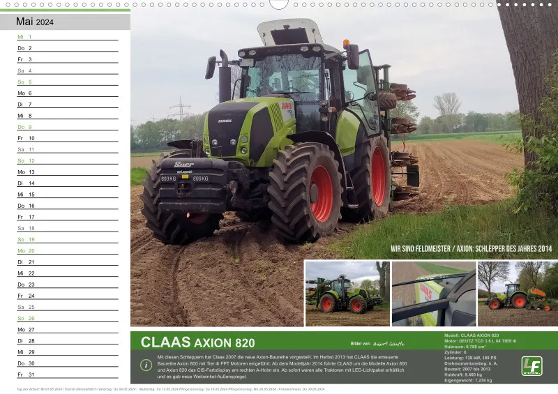 Landtechnik-Kalender 2024 / A2 Quer mit Terminfeld