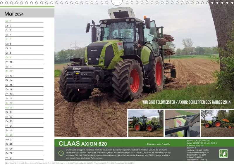 Landtechnik-Kalender 2024 / DIN-A3, Quer mit Terminfeld