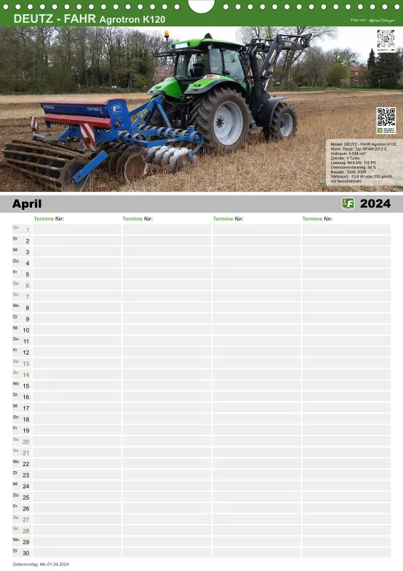 Familienkalender 2024 /4 Spalten