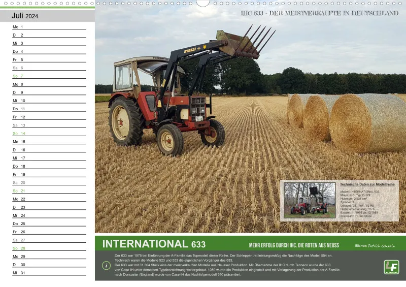 Landtechnik-Kalender 2024 / A2 Quer mit Terminfeld