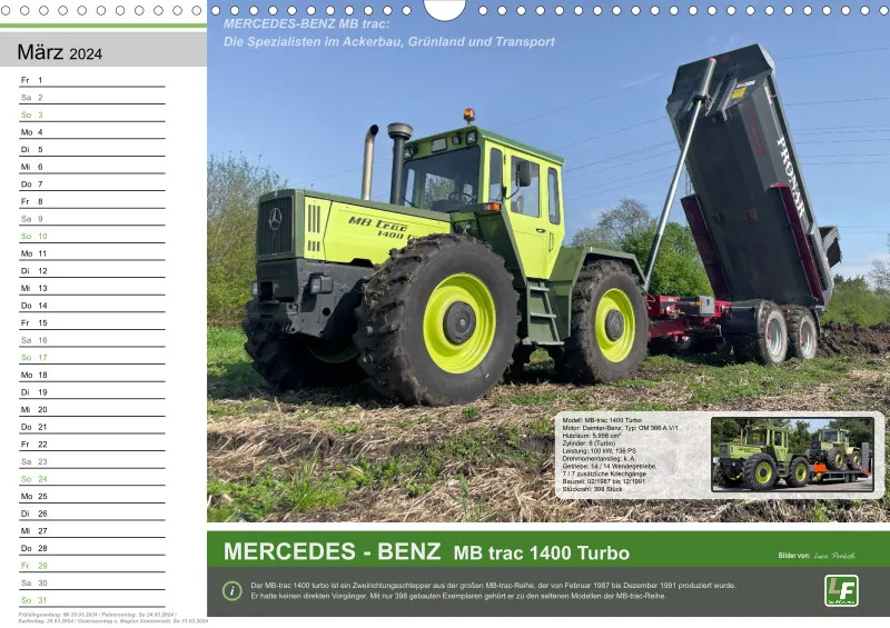 Landtechnik-Kalender 2024 / DIN-A3, Quer mit Terminfeld