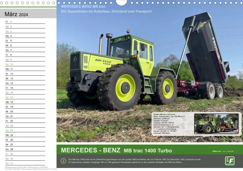 Landtechnik-Kalender 2024 / DIN-A3, Quer mit Terminfeld