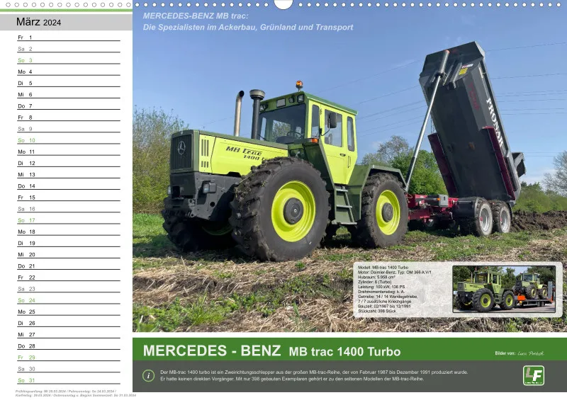 Landtechnik-Kalender 2024 / A2 Quer mit Terminfeld