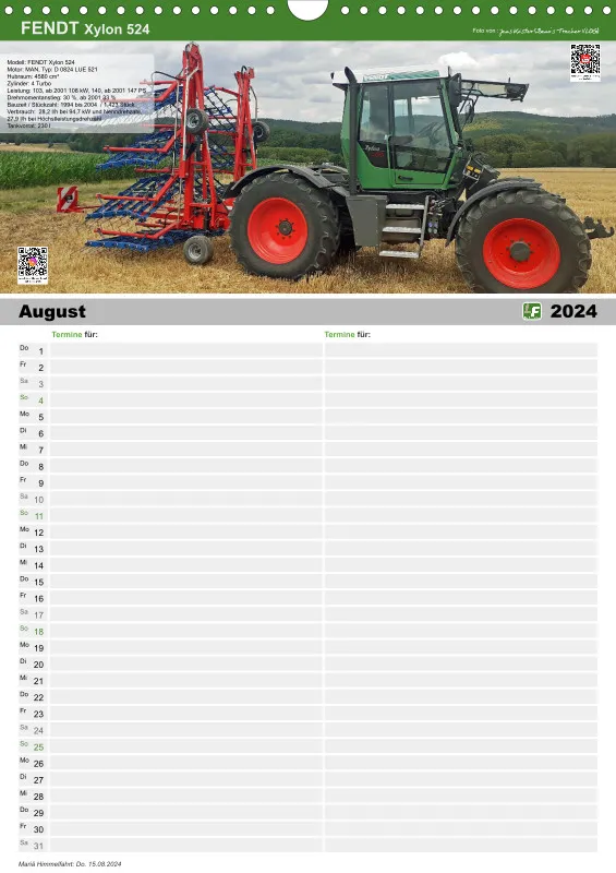 Familienkalender 2024 / 2 Spalten
