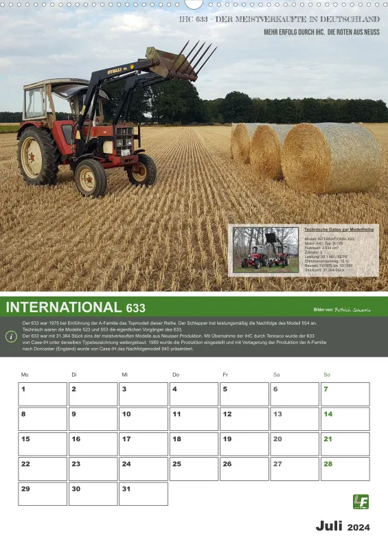 Landtechnik-Kalender 2024 / DIN-A2 Hochformat mit Terminfeld