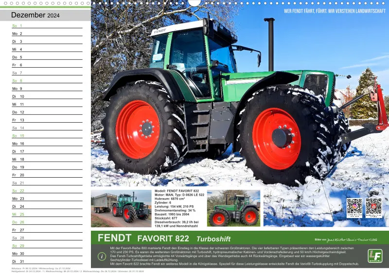 Landtechnik-Kalender 2024 / A2 Quer mit Terminfeld