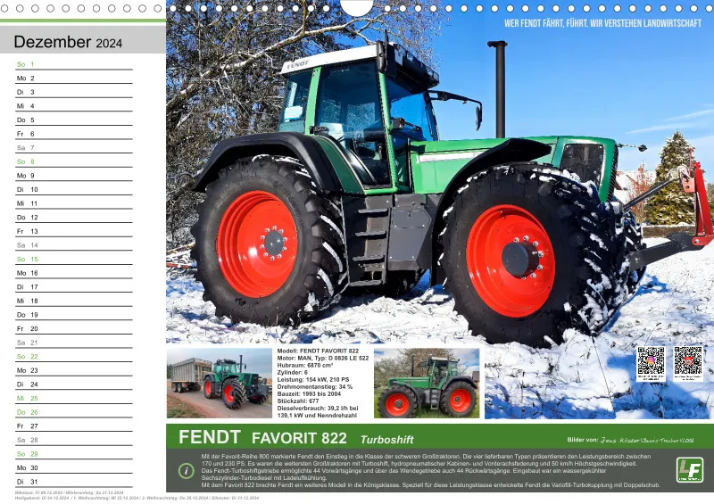 Landtechnik-Kalender 2024 / DIN-A3, Quer mit Terminfeld
