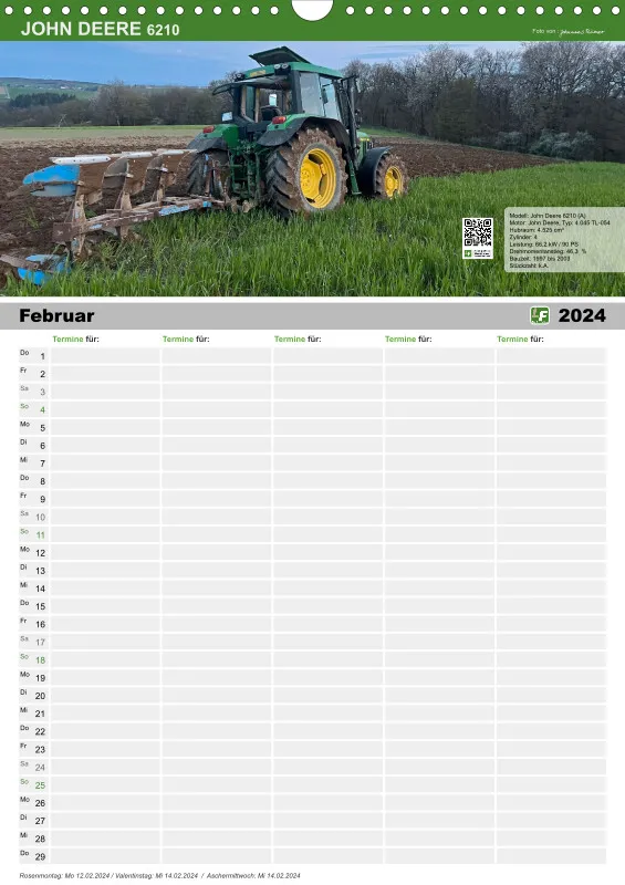Familienkalender 2024 / 5 Spalten