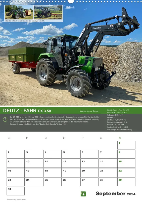 Landtechnik-Kalender 2024 / DIN-A2 Hochformat mit Terminfeld