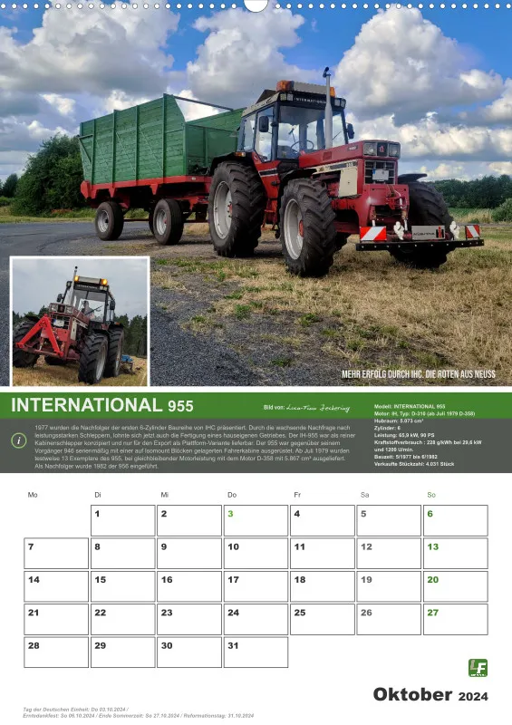 Landtechnik-Kalender 2024 / DIN-A2 Hochformat mit Terminfeld