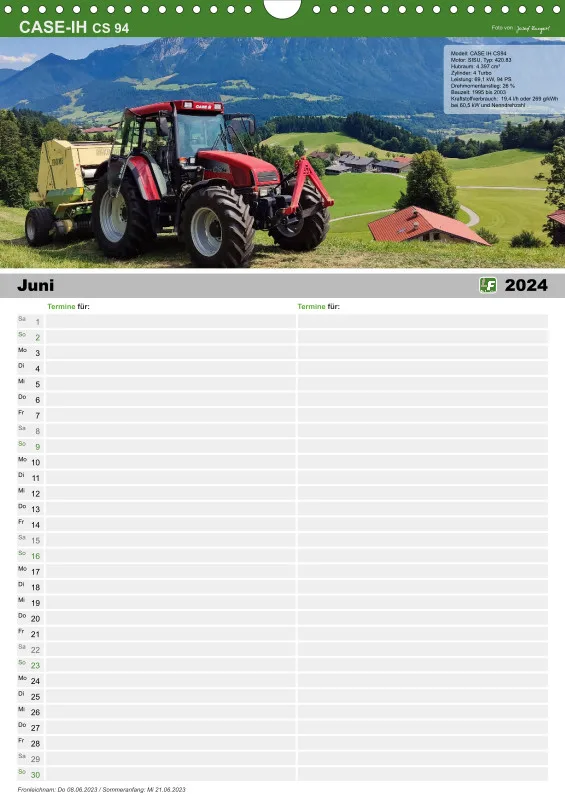 Familienkalender 2024 / 2 Spalten