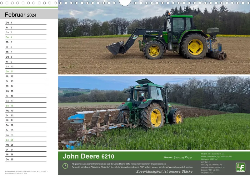 Landtechnik-Kalender 2024 / DIN-A3, Quer mit Terminfeld