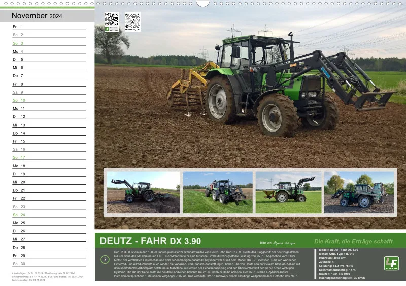Landtechnik-Kalender 2024 / A2 Quer mit Terminfeld