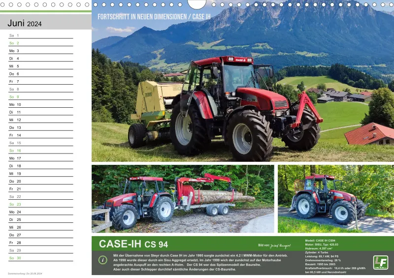 Landtechnik-Kalender 2024 / DIN-A3, Quer mit Terminfeld