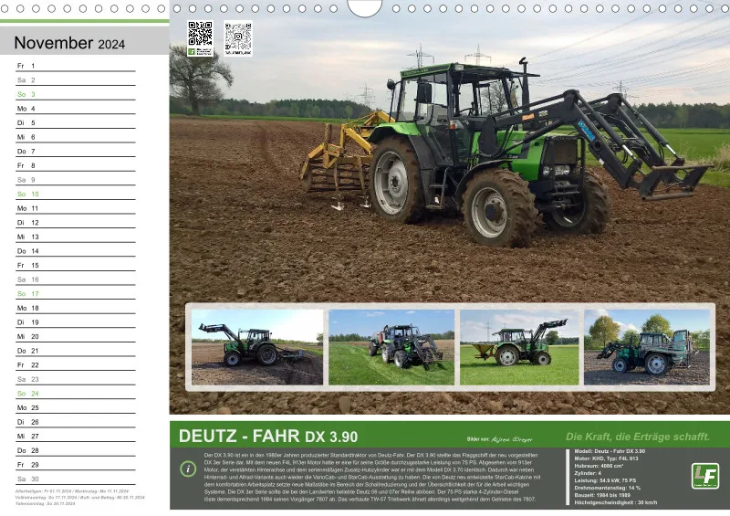 Landtechnik-Kalender 2024 / DIN-A3, Quer mit Terminfeld