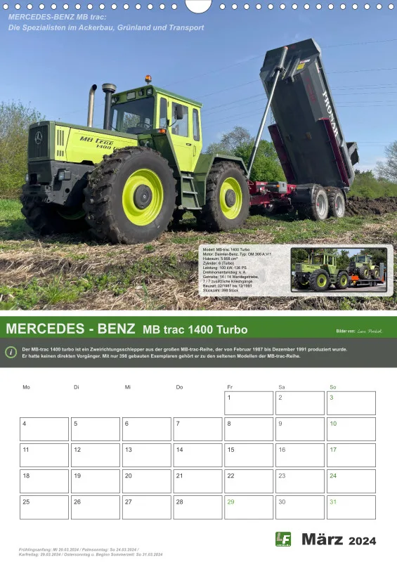 Landtechnik-Kalender 2024 / DIN-A3 Hochformat mit Terminfeld