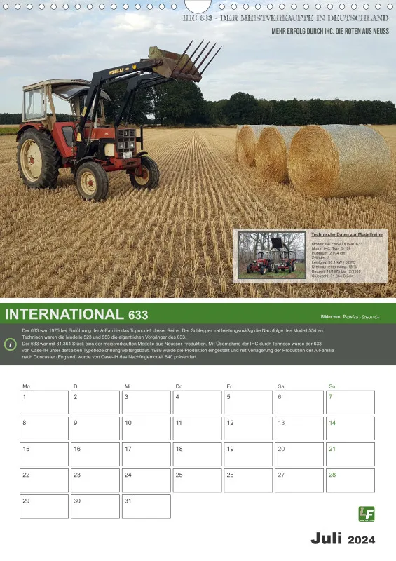 Landtechnik-Kalender 2024 / DIN-A3 Hochformat mit Terminfeld