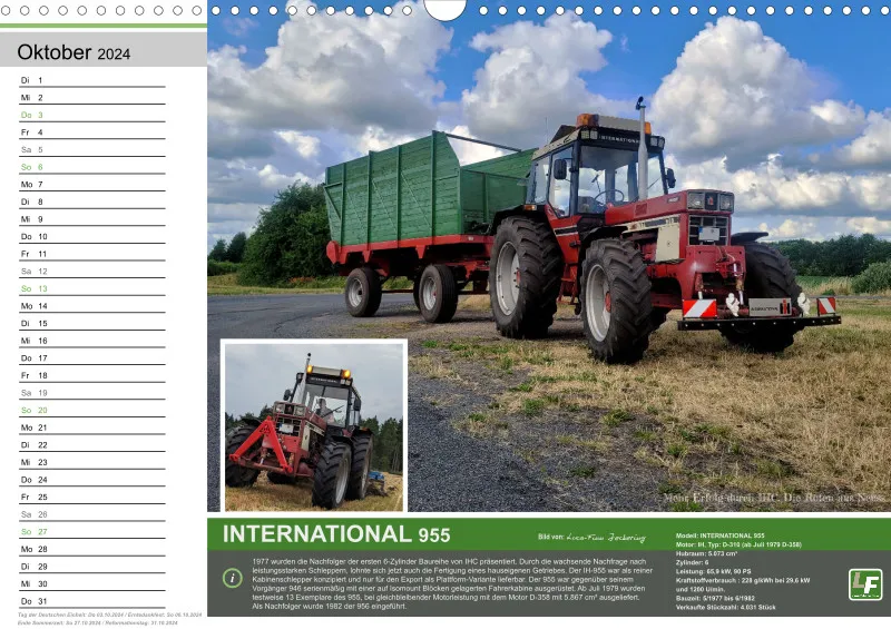 Landtechnik-Kalender 2024 / DIN-A3, Quer mit Terminfeld
