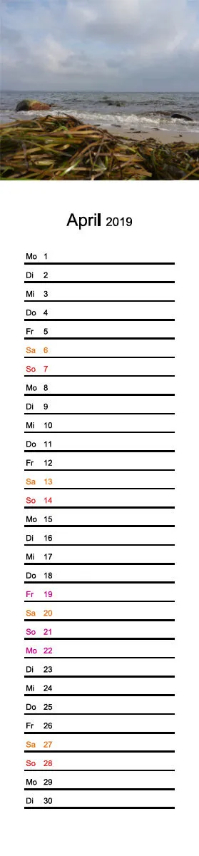 2019 (Design 18') Streifenkalender