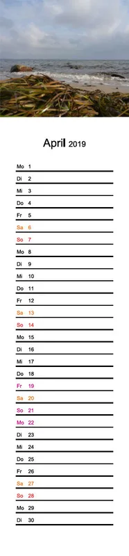 2019 (Design 18') Streifenkalender