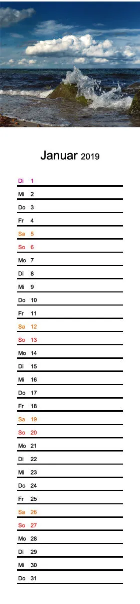 2019 (Design 17') Streifenkalender