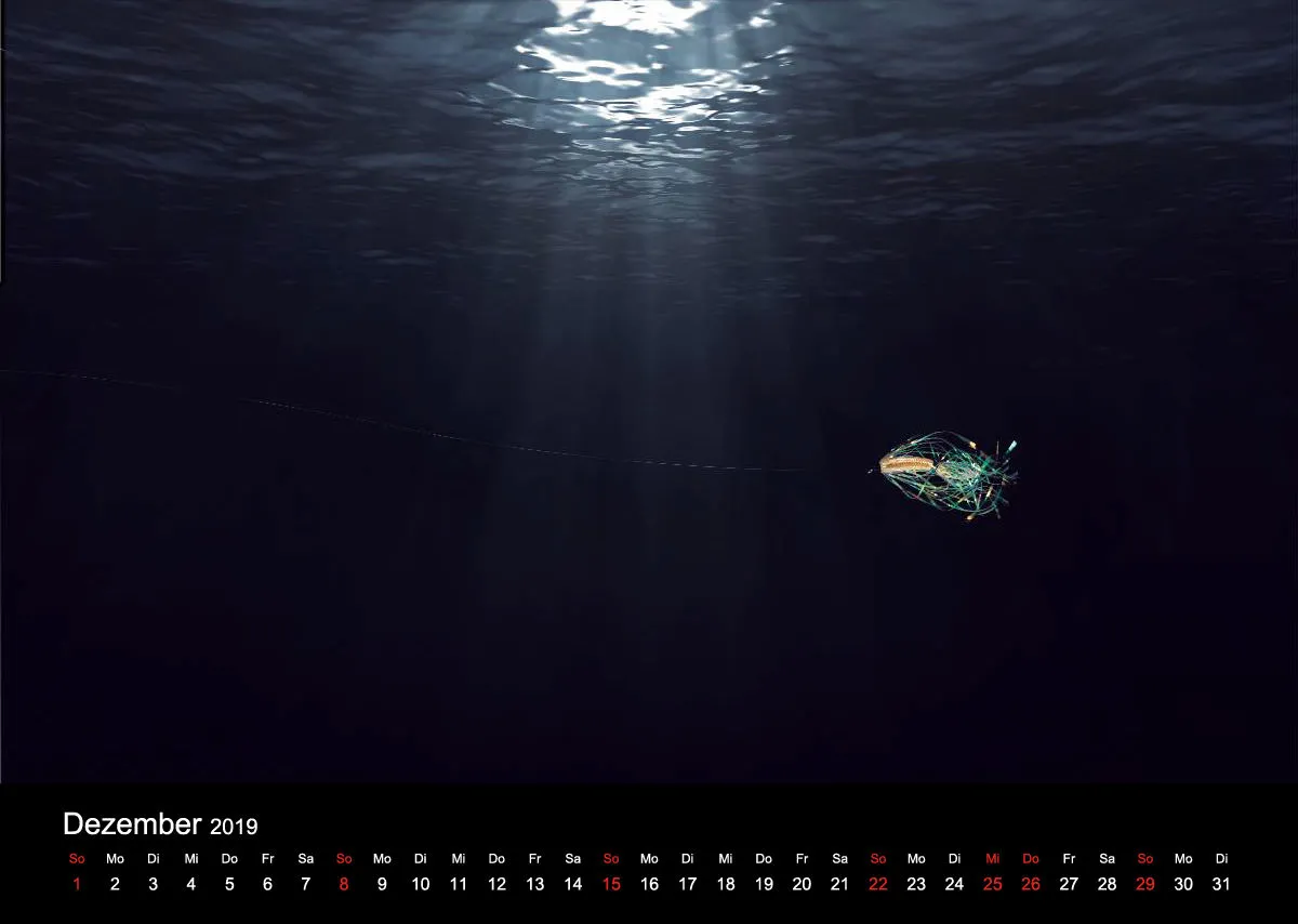 2019 (Design 16') Wandkalender mit schwarzem Kalendarium