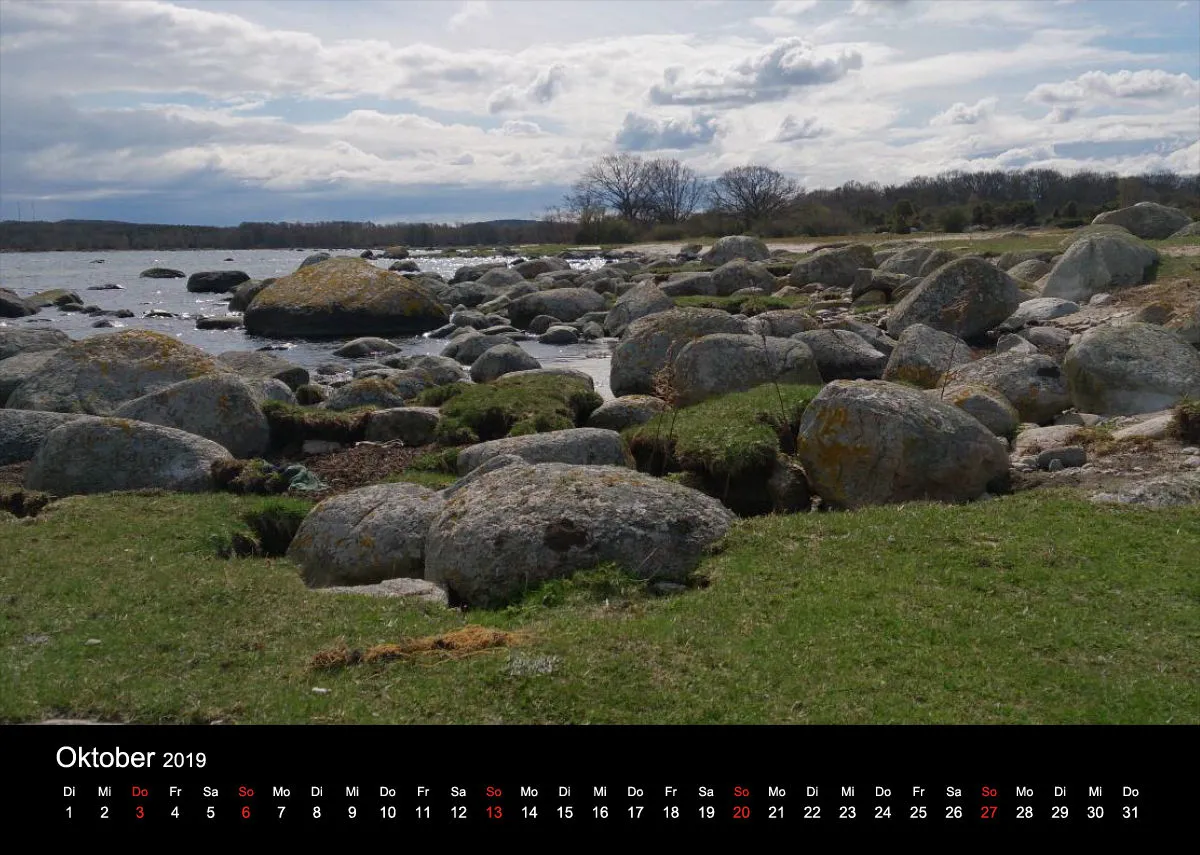 2019 (Design 15') Wandkalender mit schwarzem Kalendarium