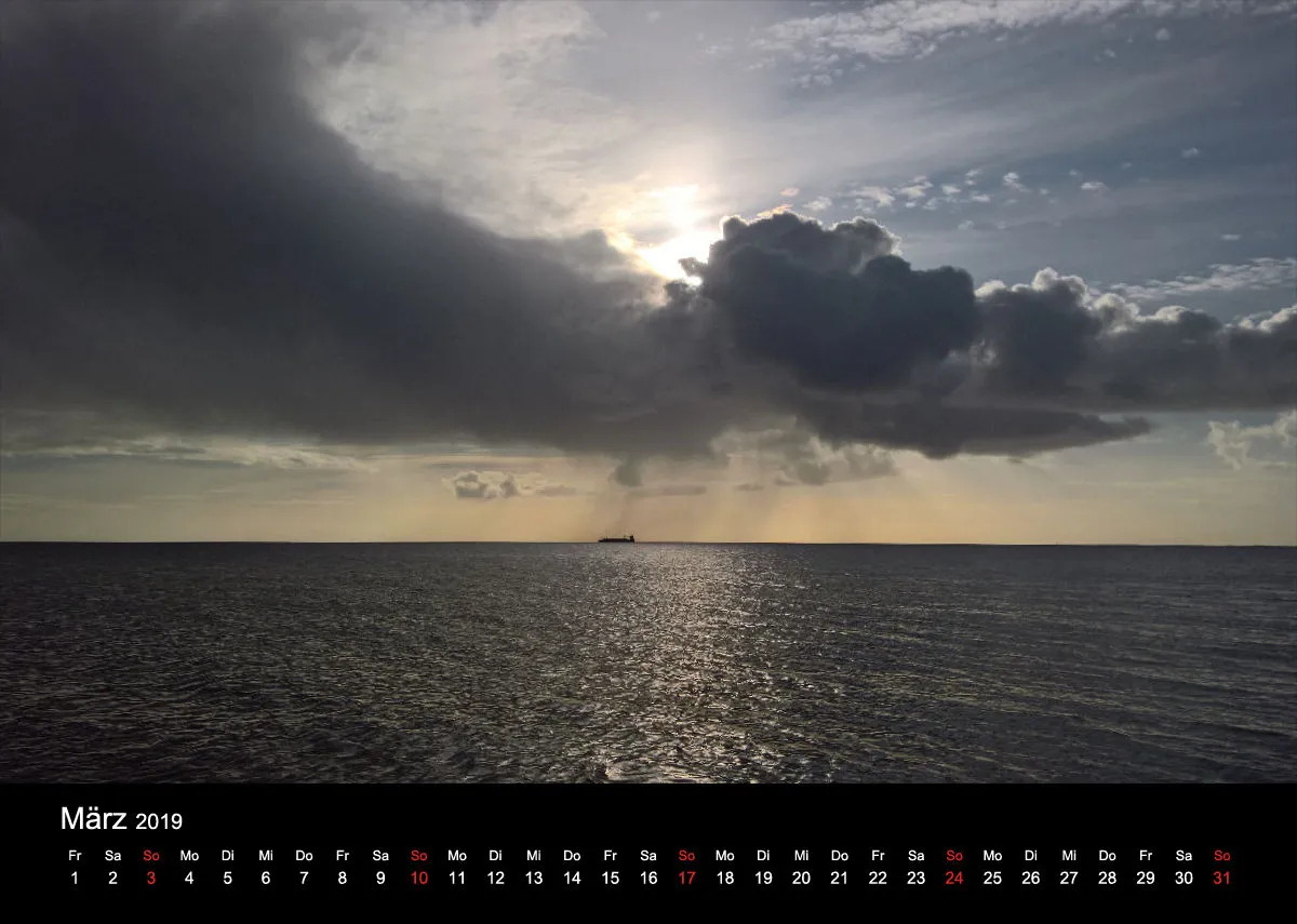 2019 (Design 18') Wandkalender mit schwarzem Kalendarium