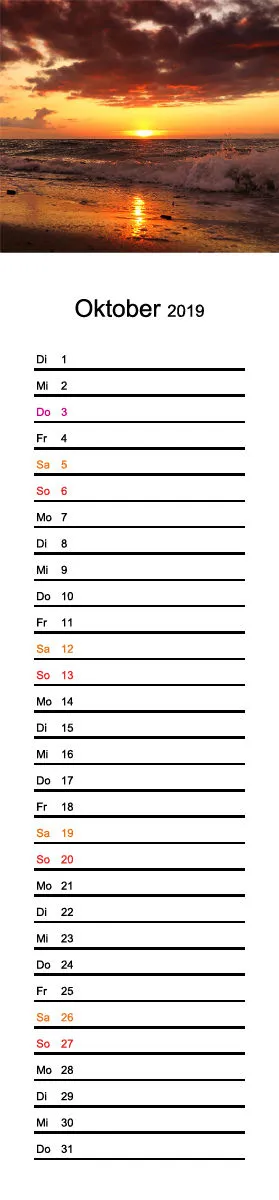 2019 (Design 17') Streifenkalender