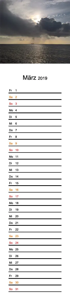 2019 (Design 18') Streifenkalender
