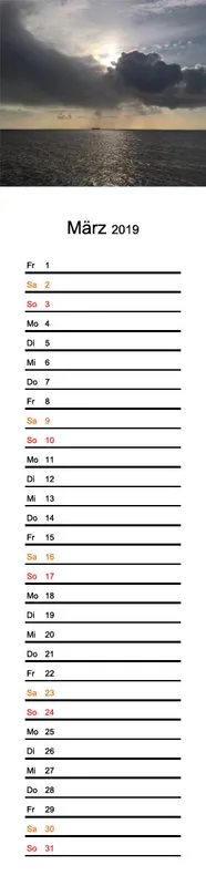 2019 (Design 18') Streifenkalender