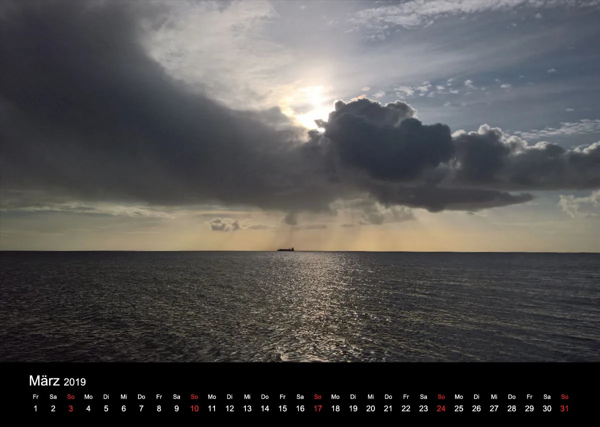 2019 (Design 18') Wandkalender mit schwarzem Kalendarium