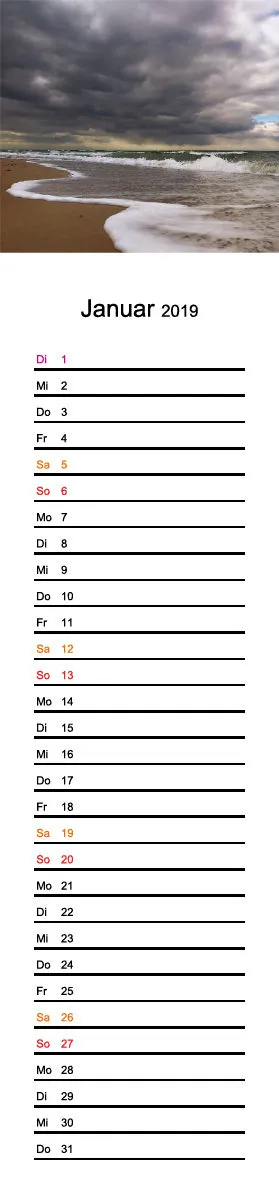 2019 (Design 18') Streifenkalender