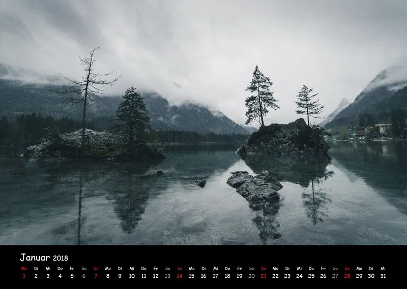 Jahreskalender 2018 Querformat