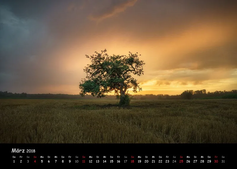 Jahreskalender 2018 Querformat