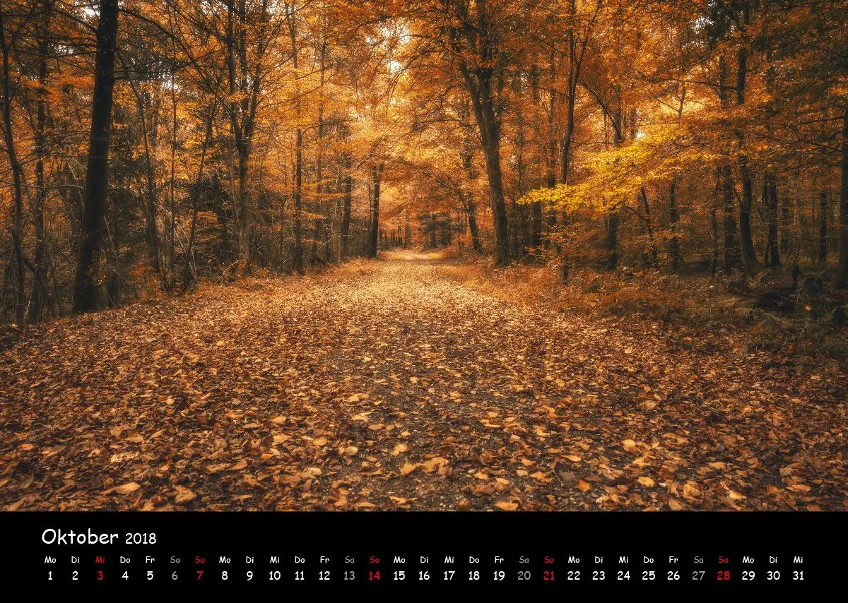 Jahreskalender 2018 Querformat