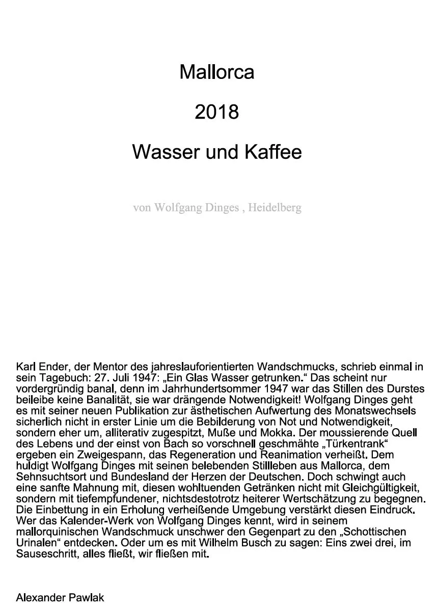 Mineralwasser Kalender Mallorca 2018