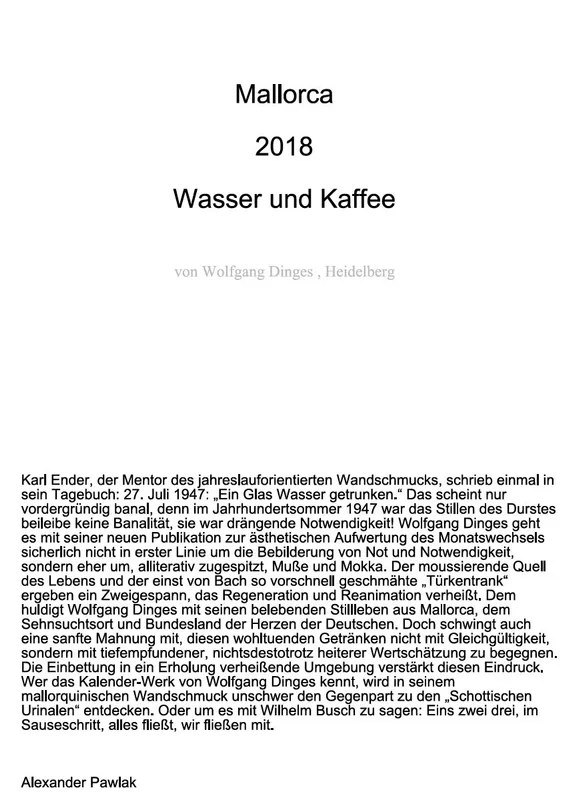Mineralwasser Kalender Mallorca 2018