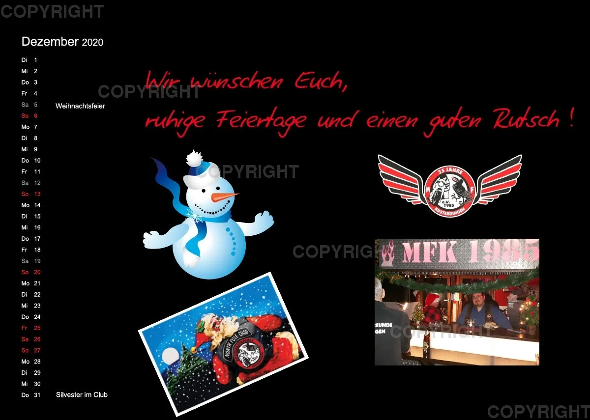 Motorradfreunde Kusterdingen Kalender 2020