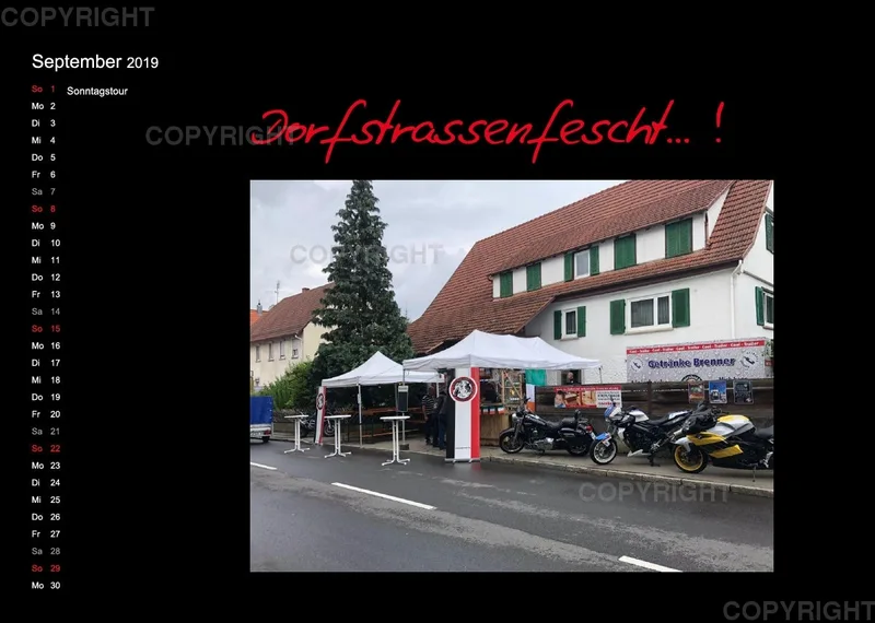 Motorradfreunde Kusterdingen Kalender 2019