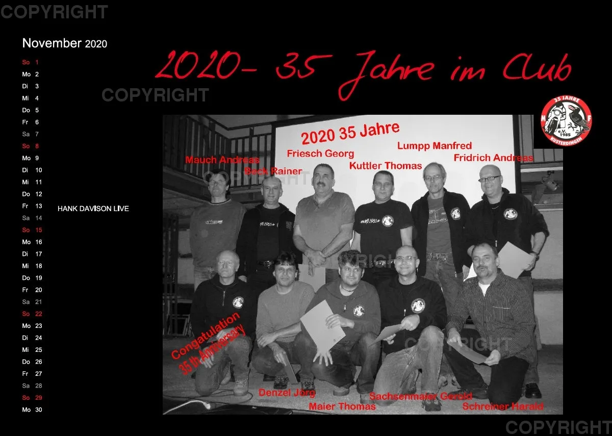 Motorradfreunde Kusterdingen Kalender 2020