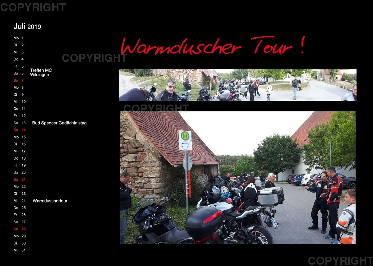 Motorradfreunde Kusterdingen Kalender 2019