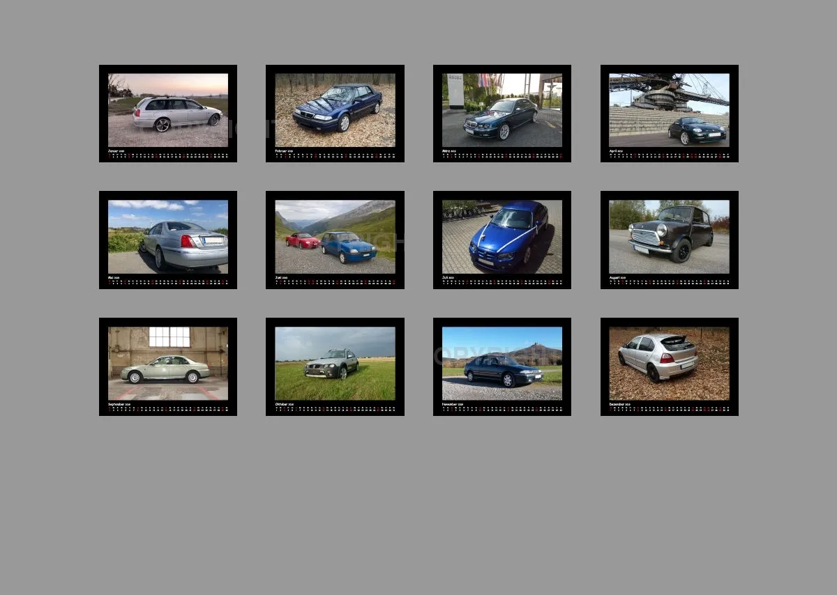 A3 MG Rover Kalender 2019