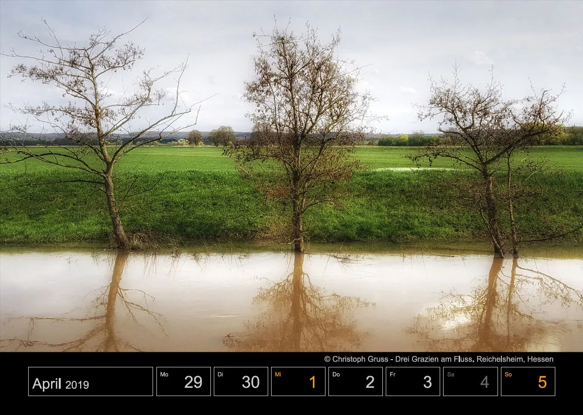 Wochenkalender auf schwarzem Hintergrund A3