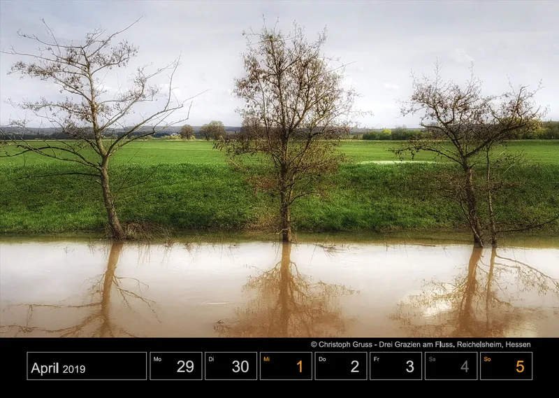 Wochenkalender auf schwarzem Hintergrund A3
