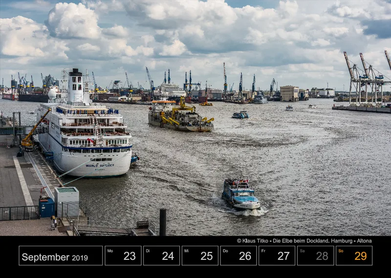 Wochenkalender auf schwarzem Hintergrund A3
